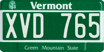 VT license plate XVD765