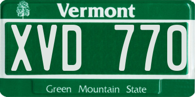 VT license plate XVD770