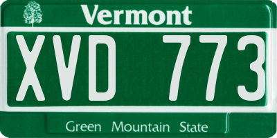 VT license plate XVD773