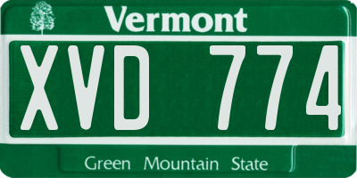 VT license plate XVD774