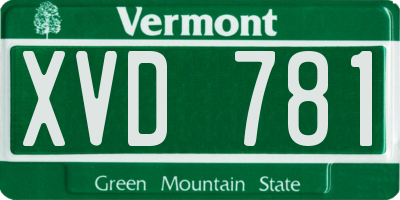 VT license plate XVD781