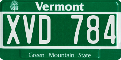 VT license plate XVD784