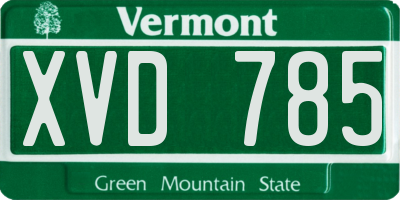 VT license plate XVD785