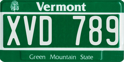 VT license plate XVD789