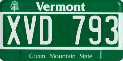 VT license plate XVD793
