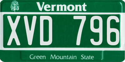 VT license plate XVD796