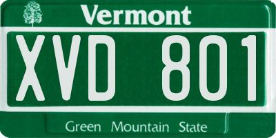 VT license plate XVD801