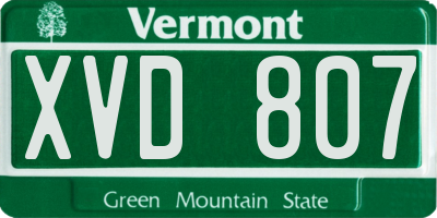 VT license plate XVD807