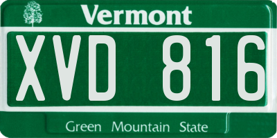 VT license plate XVD816