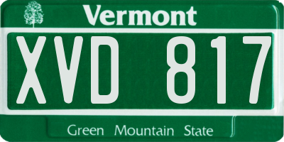 VT license plate XVD817