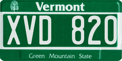 VT license plate XVD820