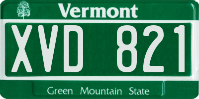 VT license plate XVD821