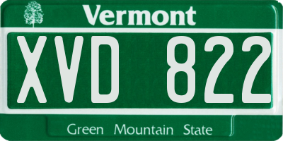 VT license plate XVD822