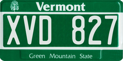 VT license plate XVD827