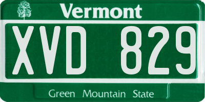 VT license plate XVD829