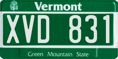 VT license plate XVD831