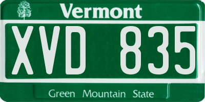 VT license plate XVD835