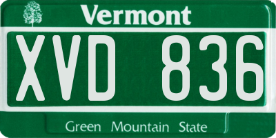 VT license plate XVD836