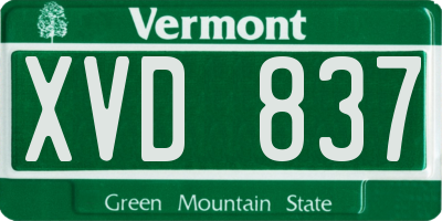 VT license plate XVD837