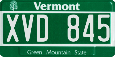 VT license plate XVD845
