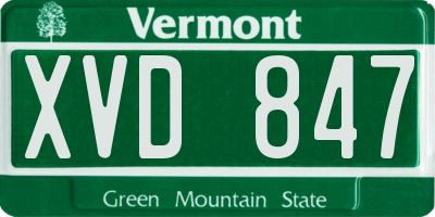 VT license plate XVD847