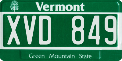 VT license plate XVD849