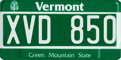 VT license plate XVD850