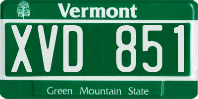 VT license plate XVD851