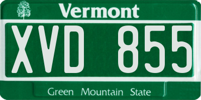 VT license plate XVD855