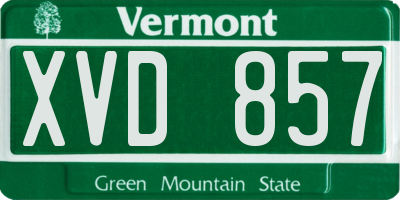 VT license plate XVD857