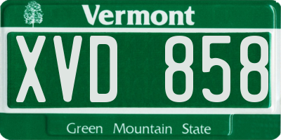 VT license plate XVD858