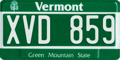 VT license plate XVD859