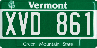 VT license plate XVD861