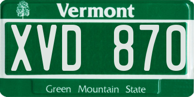VT license plate XVD870