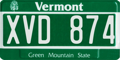 VT license plate XVD874