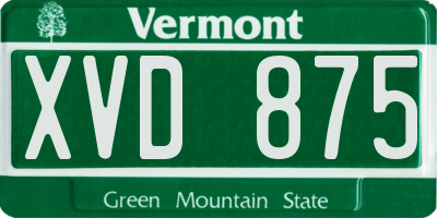 VT license plate XVD875