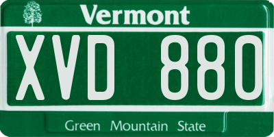 VT license plate XVD880