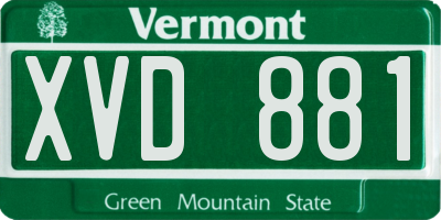 VT license plate XVD881