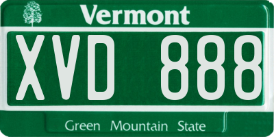 VT license plate XVD888