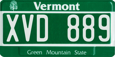 VT license plate XVD889