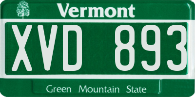 VT license plate XVD893