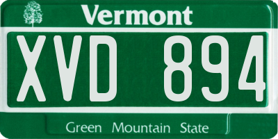 VT license plate XVD894