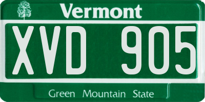 VT license plate XVD905