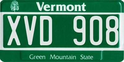 VT license plate XVD908