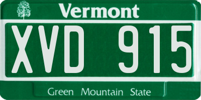 VT license plate XVD915