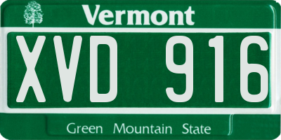 VT license plate XVD916