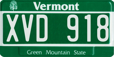 VT license plate XVD918