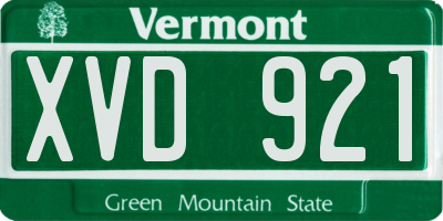 VT license plate XVD921