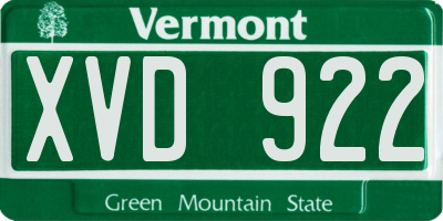 VT license plate XVD922