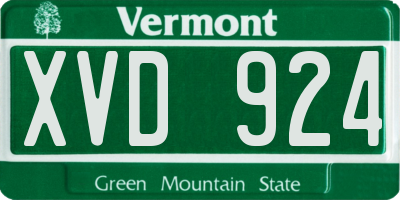 VT license plate XVD924